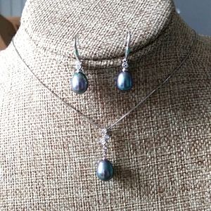 Sterling silver drop necklace & earrings